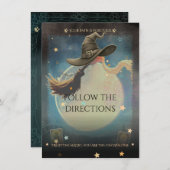 Bewitching Night Moon & Broom Directions エンクロージャーカード (正面/裏面)
