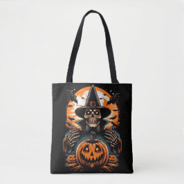 Bewitching Skeleton with Jack-O'-Lantern Halloween トートバッグ