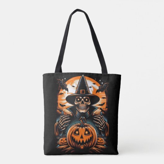 Bewitching Skeleton with Jack-O'-Lantern Halloween トートバッグ (裏面)