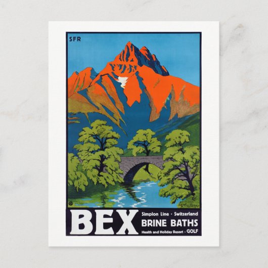Bex Switzerland Vintage Travel Poster復元済み ポストカード (正面)