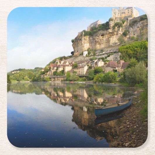 BeynacとCazenacドルドーニュ県のコースターで スクエアペーパーコースター (正面)