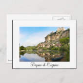 Beynac-et-Cazenac in Dordogne白い文字はがき ポストカード (正面/裏面)