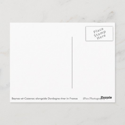 Beynac-et-Cazenac in Dordogne白い文字はがき ポストカード (裏面)