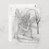 Beyond Time – ハープ付き妖精 ポストカード (正面/裏面)