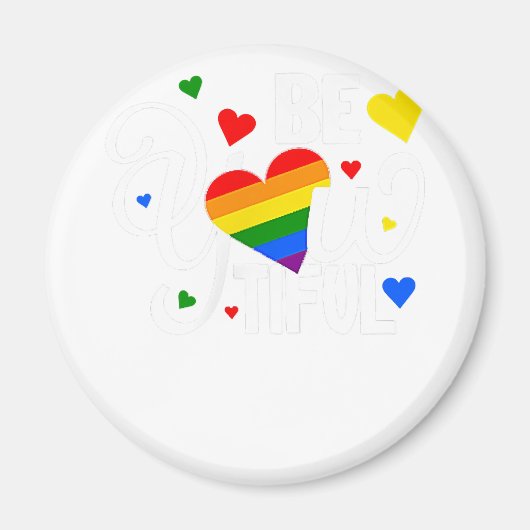 BeYouHEALYゲイプライドレズビアンレインボーハート マグネット (正面)