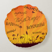BeYOUtifulの日没および蝶 ラウンドクッション (裏面)