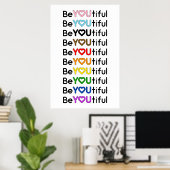 BeYOUtiful Progress Pride Rainbow Flag ポスター (ホームオフィス)