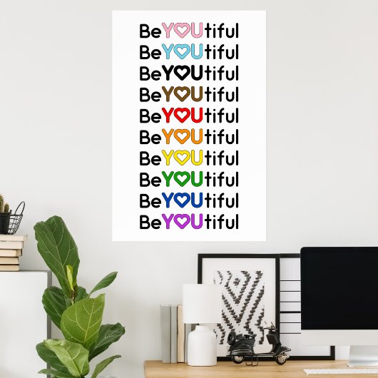 BeYOUtiful Progress Pride Rainbow Flag ポスター (ホームオフィス)