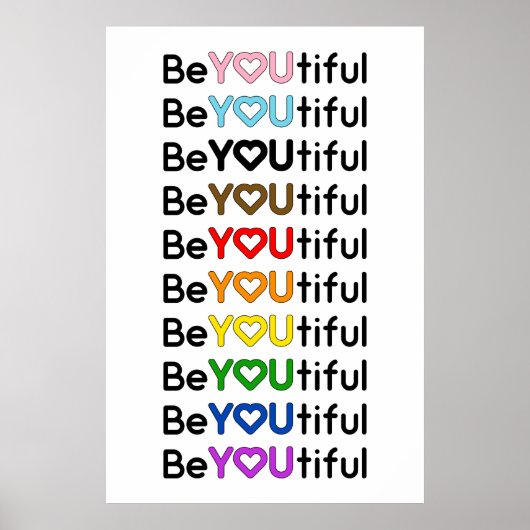 BeYOUtiful Progress Pride Rainbow Flag ポスター (正面)