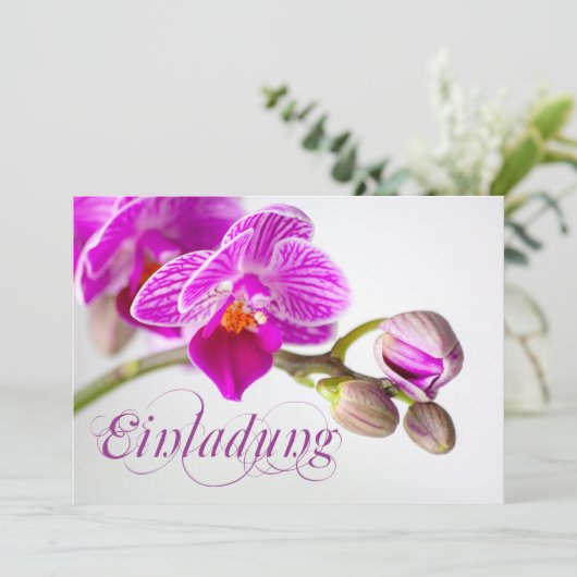 Bezaubernde Einladungskarte mit Orchidee 招待状 (スタンド正面)