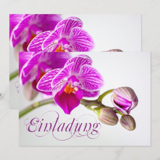 Bezaubernde Einladungskarte mit Orchidee 招待状 (正面/裏面)