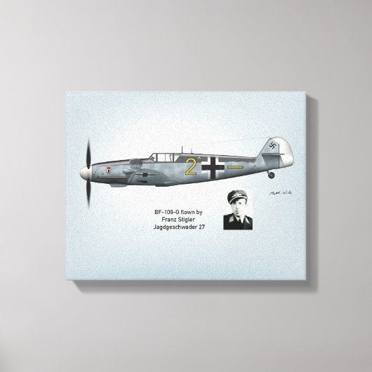 BF-109Gフランツスティグラプロファイル キャンバスプリント (正面)