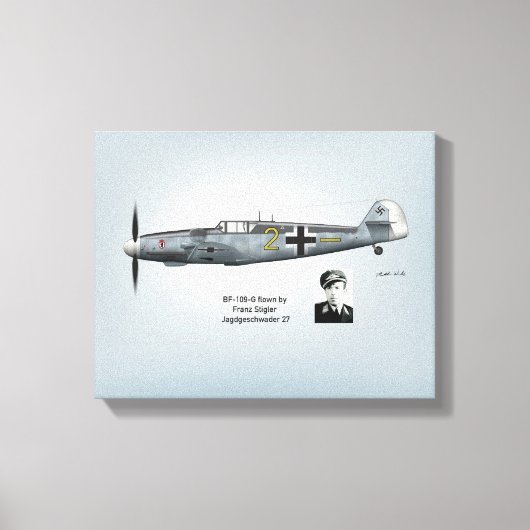 BF-109Gフランツスティグラプロファイル キャンバスプリント (正面)
