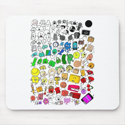 Bfdi Inanimate狂気すべてのキャラクター マウスパッド (正面)