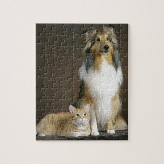 BFFおもしろい友最高の達の猫のシェットランド・ シープドッグ ジグソーパズル (縦)