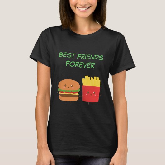 BFFのかわいいバーガーとフライドポテト Tシャツ (正面)