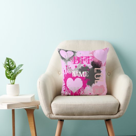 BFFの友パーソナライズされた達は最高の絶え間なくピンク クッション (椅子)