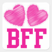 BFFは最高の永遠の愛のハートと友達 スクエアシール (正面)