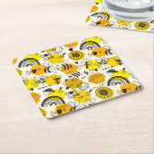 BFFクイーンビー救ビーの贈り物 スクエアペーパーコースター (アングル)