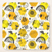 BFFクイーンビー救ビーの贈り物 スクエアペーパーコースター (正面)