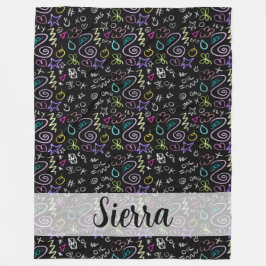 BFFドードルズ – フェイクグリッターパターン フリースブランケット