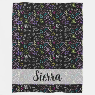 BFFドードルズ – フェイクグリッターパターン フリースブランケット