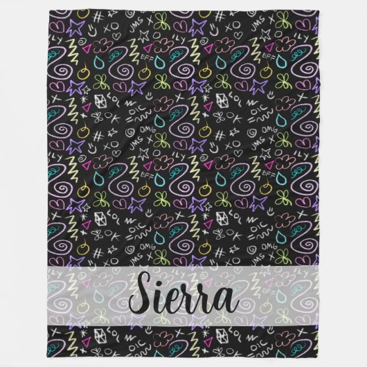 BFFドードルズ – フェイクグリッターパターン フリースブランケット (正面)