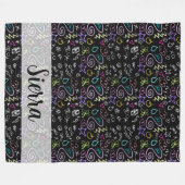 BFFドードルズ – フェイクグリッターパターン フリースブランケット (正面(横))