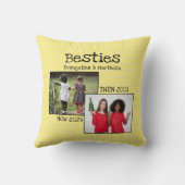 BFFパーソナライズされたイエローフォトメモリの友最高の人 クッション (裏面)