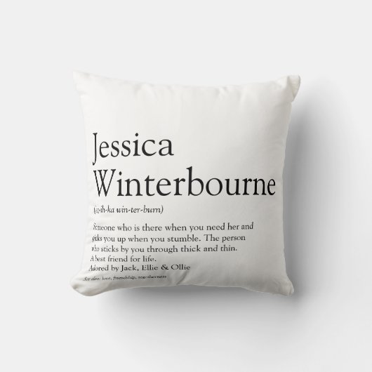 BFFパーソナライズされた定義白黒 クッション (正面)