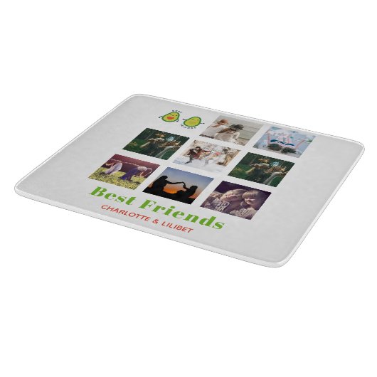 BFFフォトおもしろいコラージギフトアボカパーソナライズされたド カッティングボード (角)