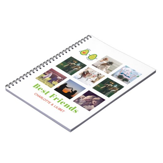 BFFフォトおもしろいコラージギフトアボカパーソナライズされたド ノートブック (左側)