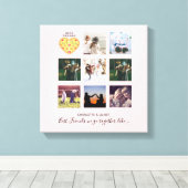 BFFフォトコラージギフトダスティピンクピザの友人 キャンバスプリント (インサイチュ (ウッドフロア))