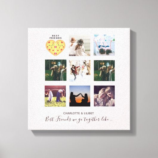 BFFフォトコラージギフトダスティピンクピザの友人 キャンバスプリント (正面)