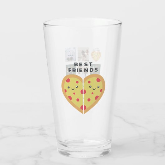 BFFフォトコラージギフトダスティピンクピザの友人 タンブラーグラス (裏面)