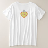 BFFフォトコラージギフトダスティピンクピザの友人 プラスサイズTシャツ (デザイン裏面)