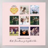 BFFフォトコラージギフトダスティピンクピザの友人 ポスター (正面)