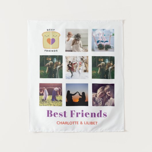 BFFフォトコラージギフトピーナッツバターゼリーサンド タペストリー (正面)