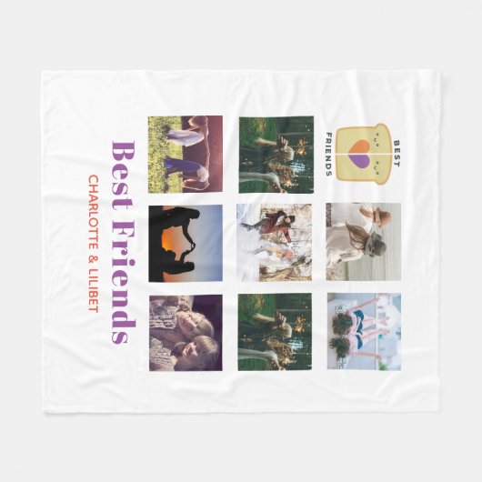 BFFフォトコラージギフトピーナッツバターゼリーサンド フリースブランケット (正面(横))