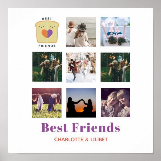 BFFフォトコラージギフトピーナッツバターゼリーサンド ポスター (正面)