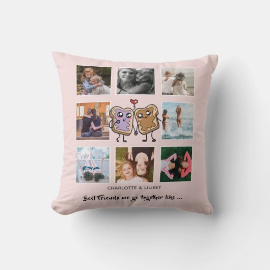 BFFフォトコラージギフト – 私たちは一緒に行く クッション (正面)