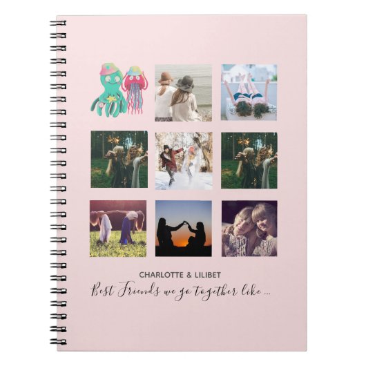 BFFフォトコラージクラゲタコカスタムギフト ノートブック (正面)