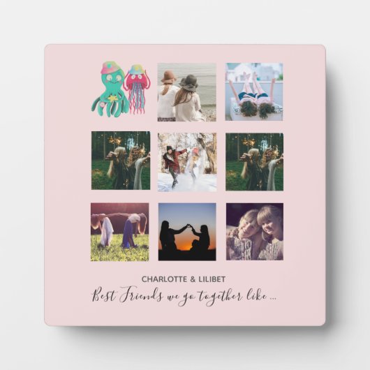 BFFフォトコラージクラゲタコカスタムギフト フォトプラーク (正面)