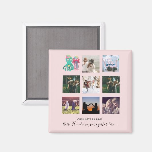 BFFフォトコラージクラゲタコカスタムギフト マグネット (正面/裏面)