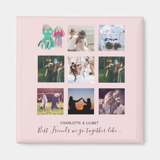 BFFフォトコラージクラゲタコカスタムギフト マグネット (正面)