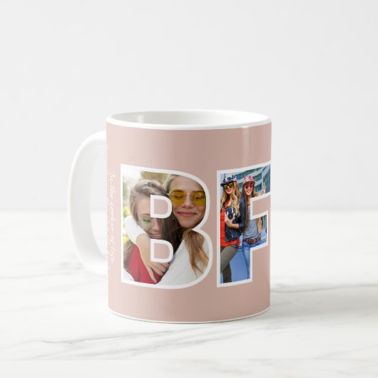BFFフォトコラージュシックトレンディーピンクベスティズ引用文 コーヒーマグカップ (正面左)