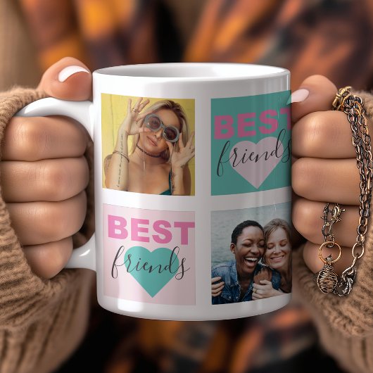 BFFフォトコラージュハート コーヒーマグカップ