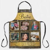 BFFフォトコラージュフレンド最高の引用文ゴールデングリッター エプロン (正面)