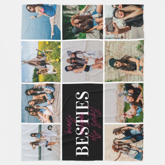 BFFフォトコラージュ最高のフレンド誕生日ギフトカスタム フリースブランケット (正面)