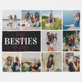 BFFフォトコラージュ最高のフレンド誕生日ギフトカスタム フリースブランケット (正面(横))